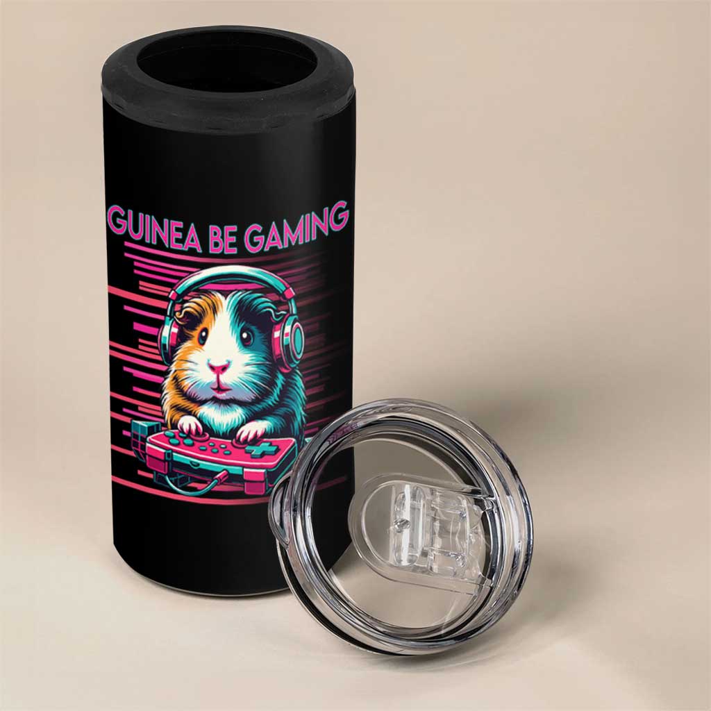 Funny Guinea Pig Video Game Player Gift 4 in 1 Can Cooler Tumbler Guinea Be Gaming - Wonder Print Shop