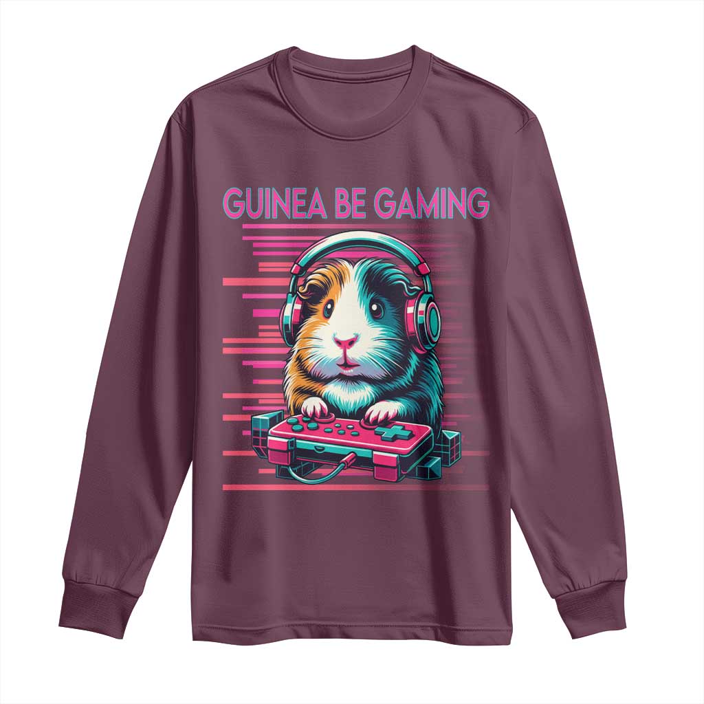 Funny Guinea Pig Video Game Player Gift Long Sleeve Shirt Guinea Be Gaming - Wonder Print Shop