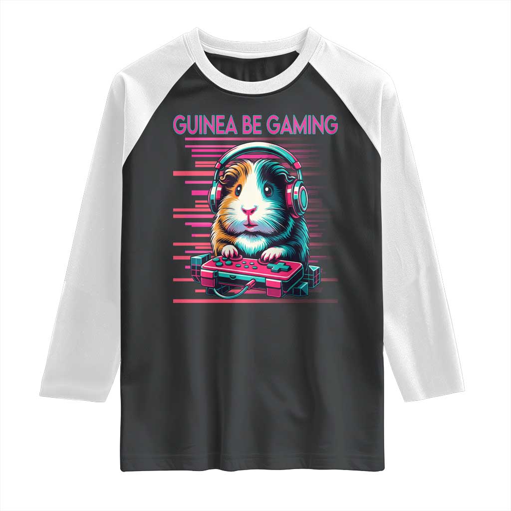 Funny Guinea Pig Video Game Player Gift Raglan Shirt Guinea Be Gaming - Wonder Print Shop