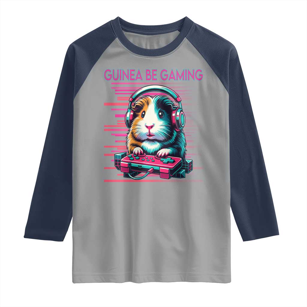 Funny Guinea Pig Video Game Player Gift Raglan Shirt Guinea Be Gaming - Wonder Print Shop