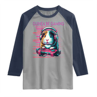 Funny Guinea Pig Video Game Player Gift Raglan Shirt Guinea Be Gaming - Wonder Print Shop