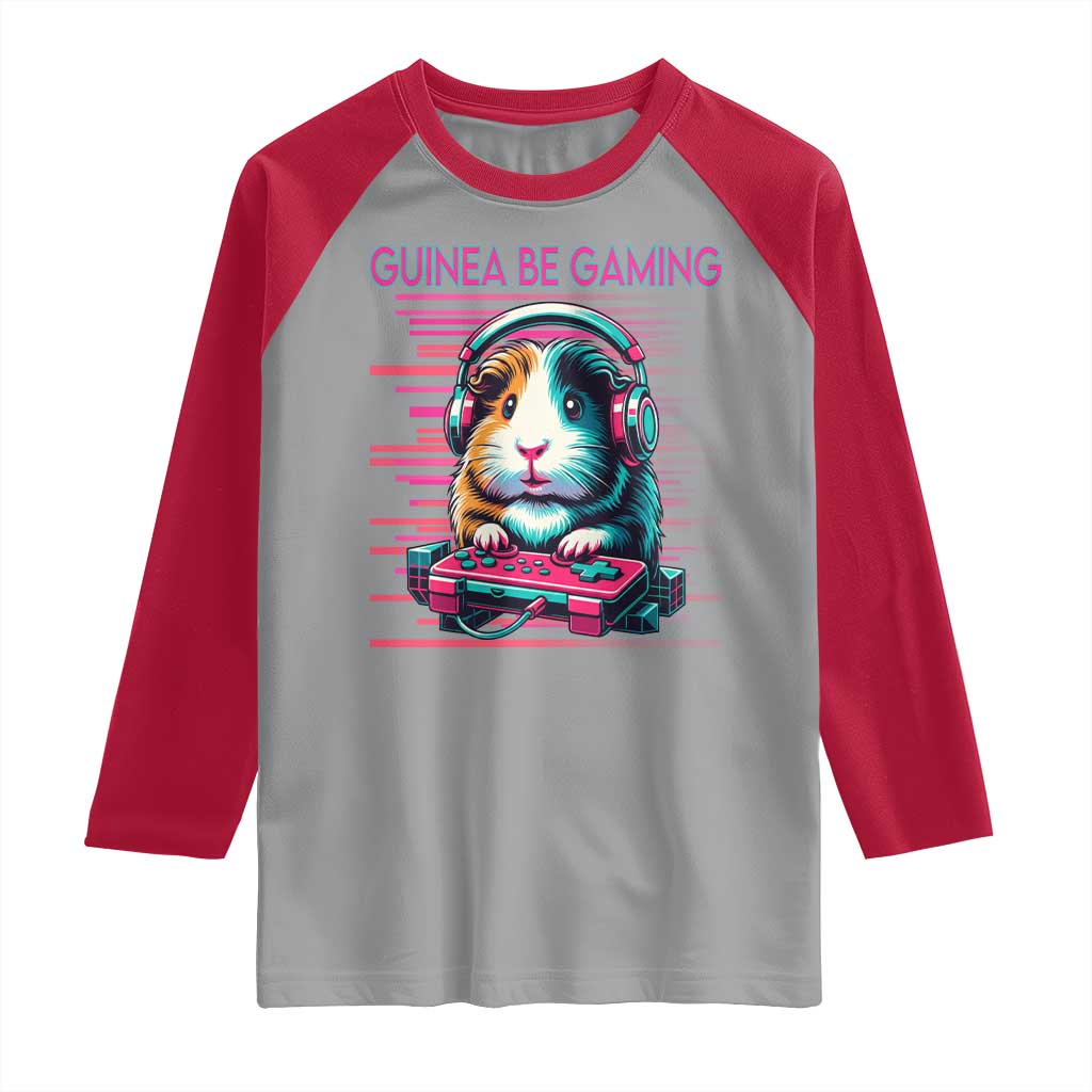 Funny Guinea Pig Video Game Player Gift Raglan Shirt Guinea Be Gaming - Wonder Print Shop