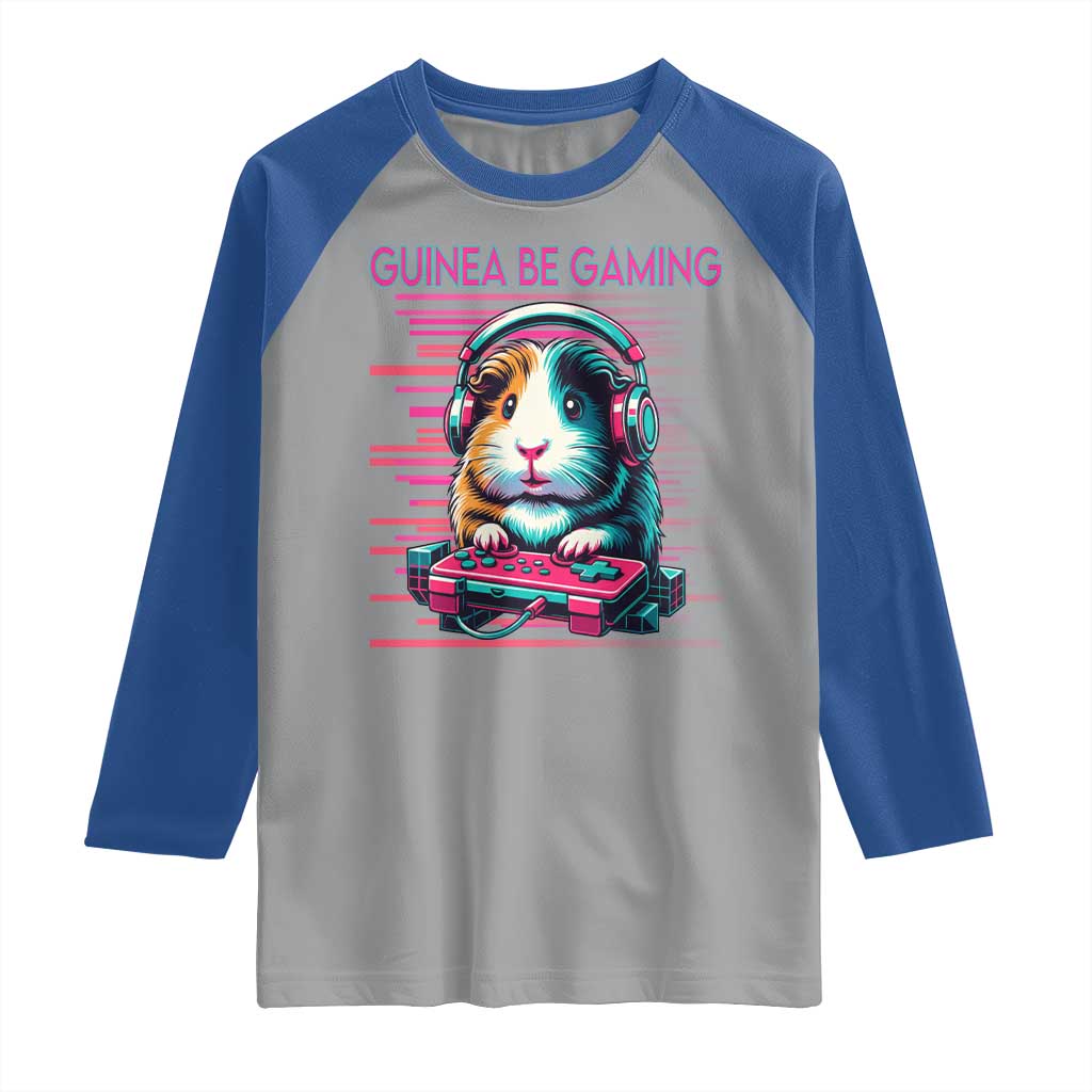 Funny Guinea Pig Video Game Player Gift Raglan Shirt Guinea Be Gaming - Wonder Print Shop
