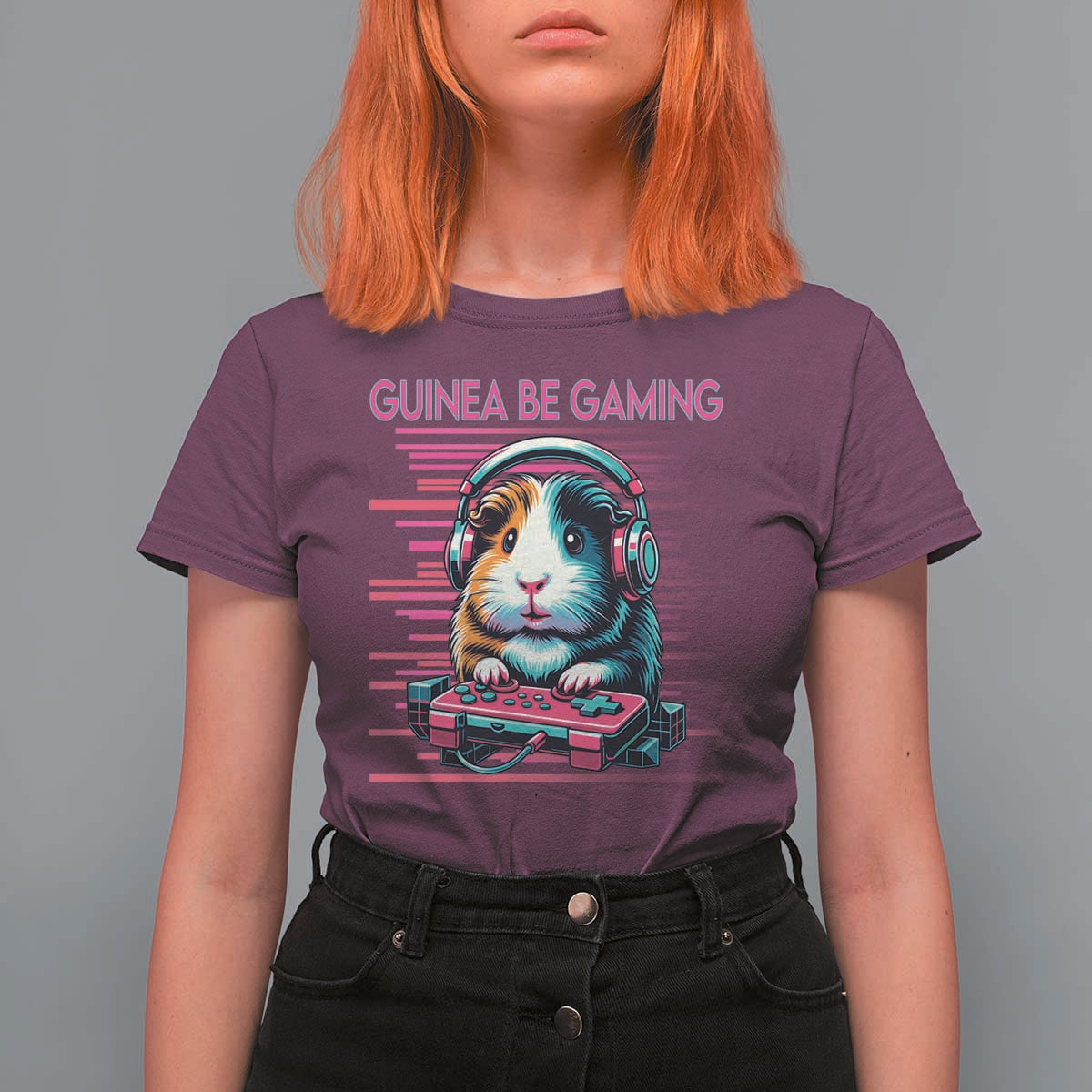 Funny Guinea Pig Video Game Player Gift T Shirt For Women Guinea Be Gaming - Wonder Print Shop