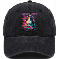 Funny Guinea Pig Video Game Player Gift Washed Cotton Baseball Cap Guinea Be Gaming