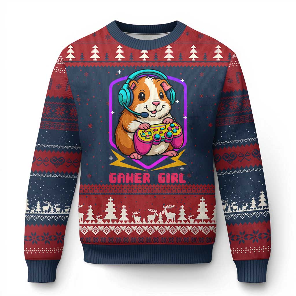 Guinea Pig Video Game Rodent Lover Ugly Christmas Sweater Funny Gamers Girl Gift - Wonder Print Shop