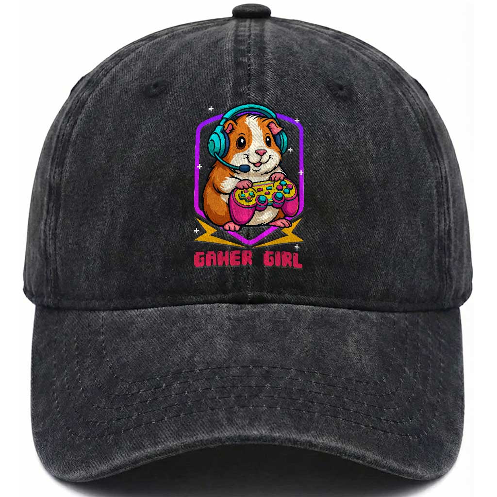 Guinea Pig Video Game Rodent Lover Washed Cotton Baseball Cap Funny Gamers Girl Gift