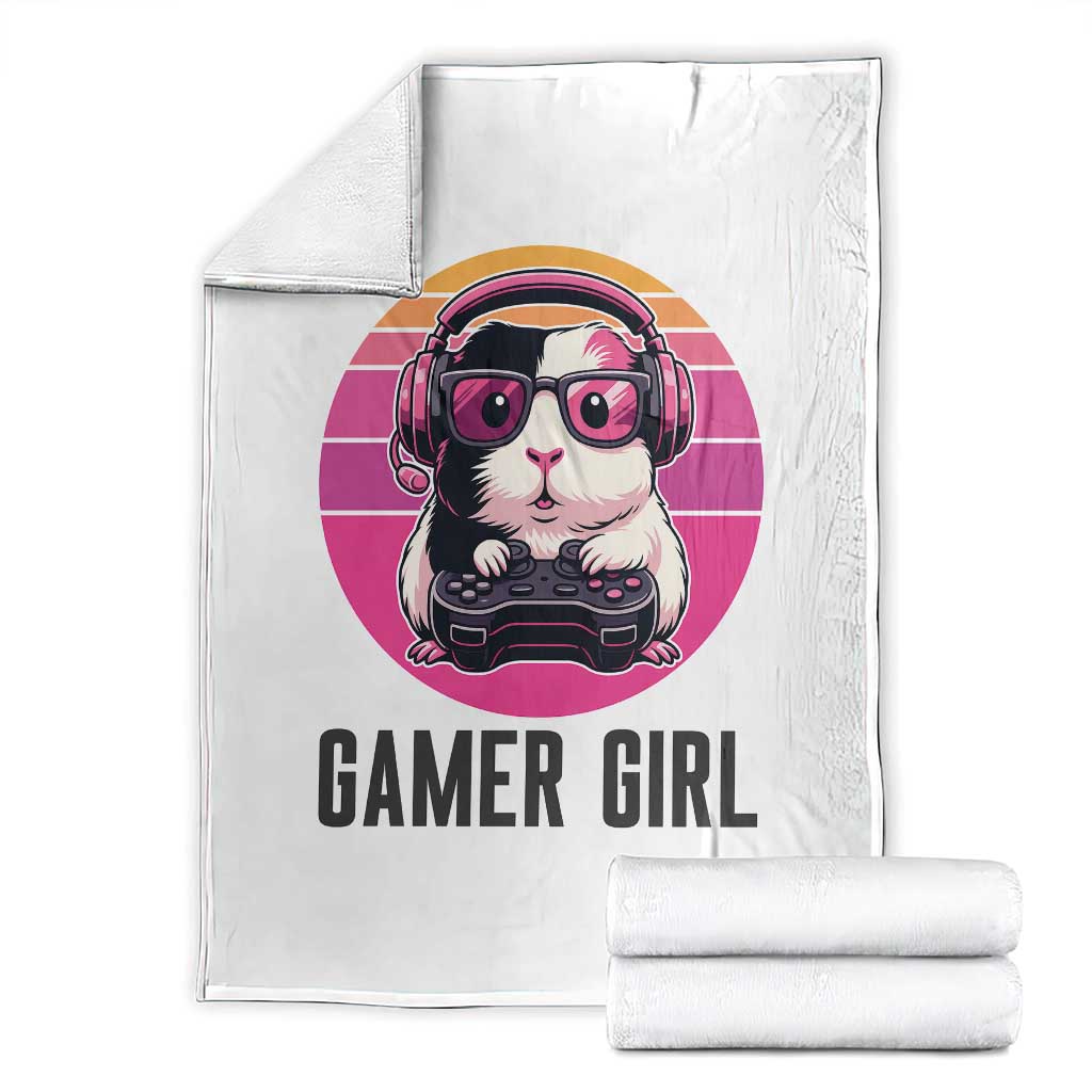 Funny Guinea Pig Video Game Rodent Lover Throw Blanket Gamers Girl Sunset Retro Gift - Wonder Print Shop
