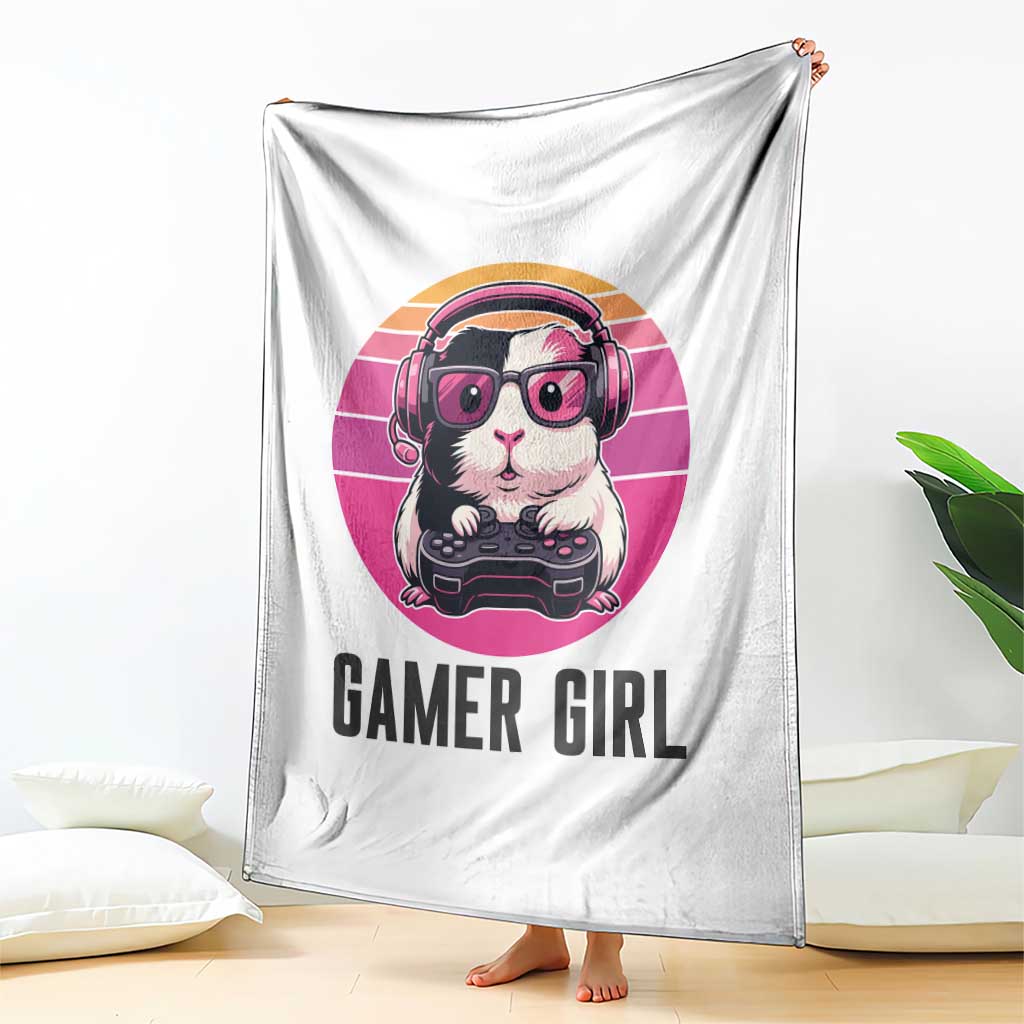 Funny Guinea Pig Video Game Rodent Lover Throw Blanket Gamers Girl Sunset Retro Gift - Wonder Print Shop