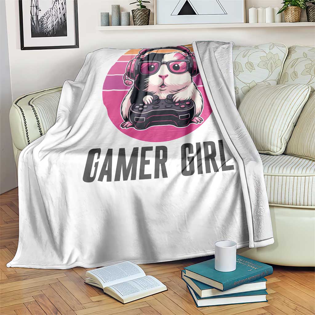 Funny Guinea Pig Video Game Rodent Lover Throw Blanket Gamers Girl Sunset Retro Gift - Wonder Print Shop