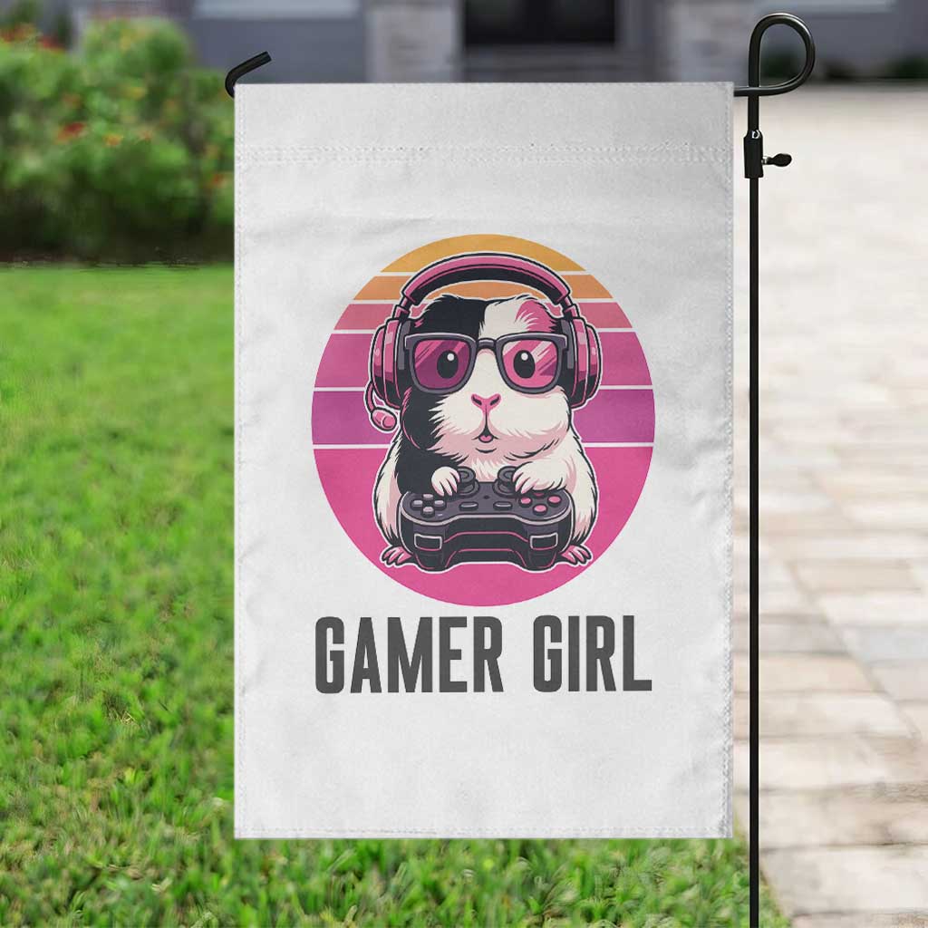 Funny Guinea Pig Video Game Rodent Lover Garden Flag Gamers Girl Sunset Retro Gift - Wonder Print Shop