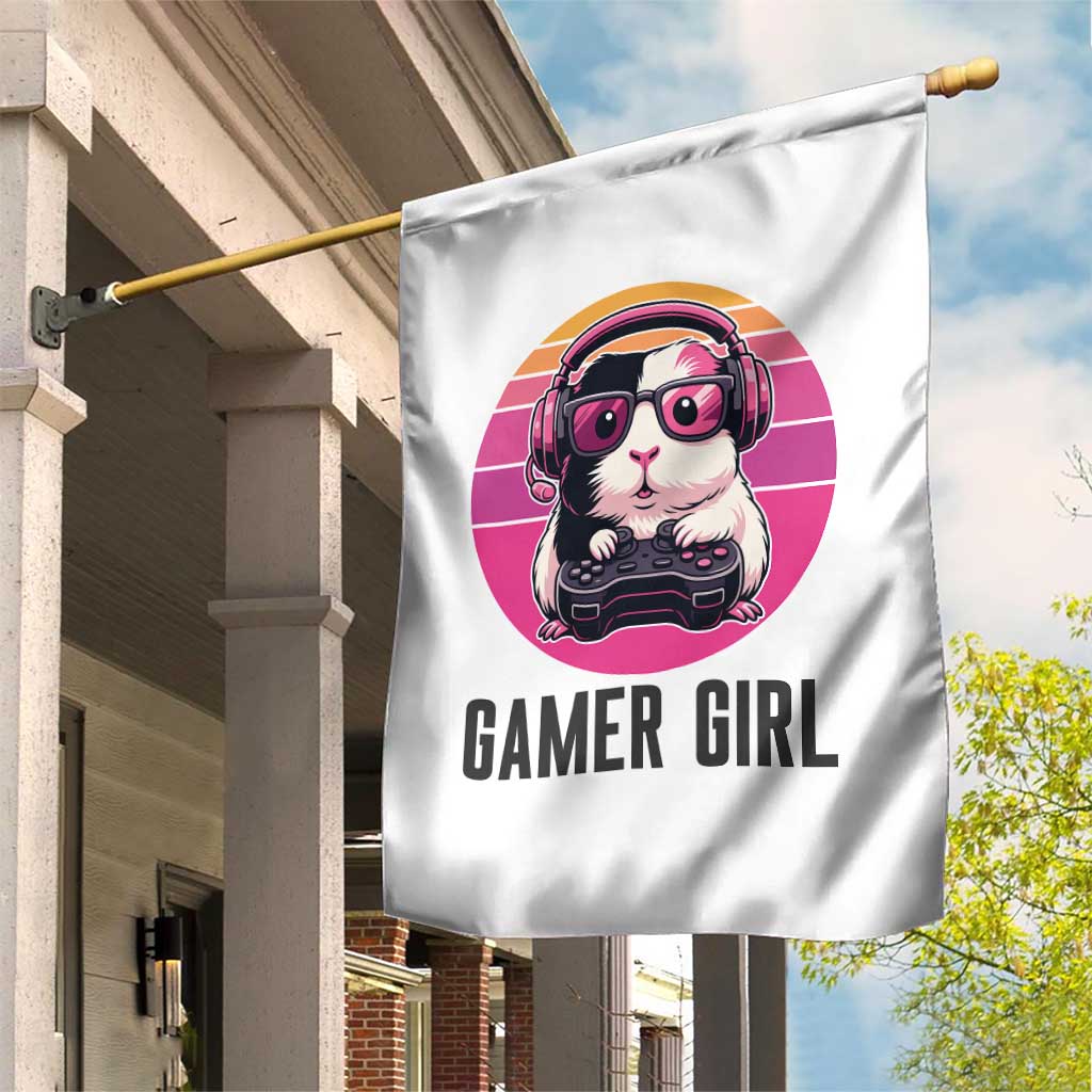 Funny Guinea Pig Video Game Rodent Lover Garden Flag Gamers Girl Sunset Retro Gift - Wonder Print Shop