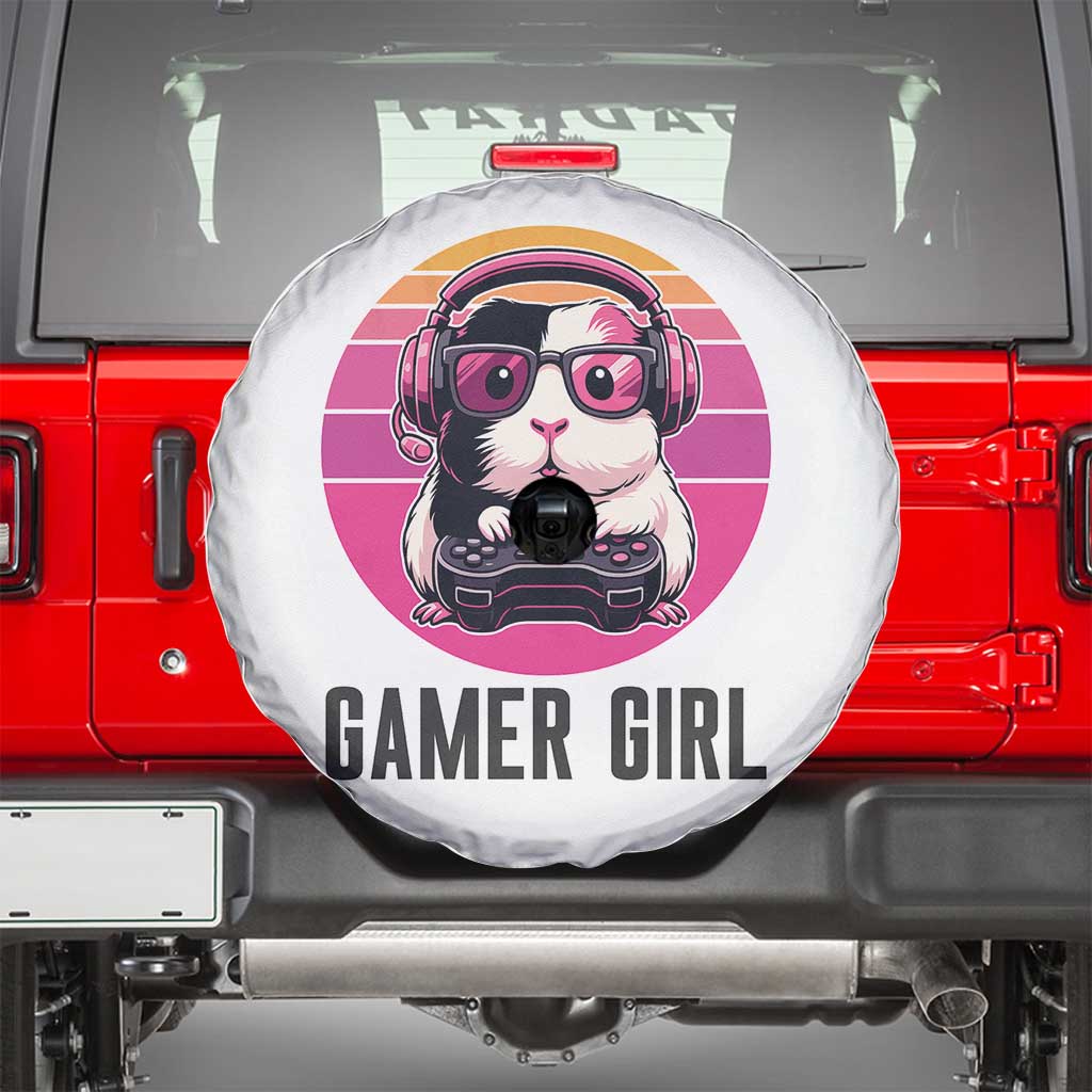 Funny Guinea Pig Video Game Rodent Lover Spare Tire Cover Gamers Girl Sunset Retro Gift - Wonder Print Shop