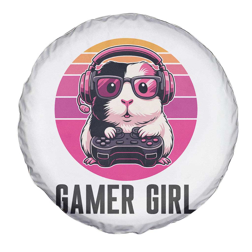 Funny Guinea Pig Video Game Rodent Lover Spare Tire Cover Gamers Girl Sunset Retro Gift - Wonder Print Shop