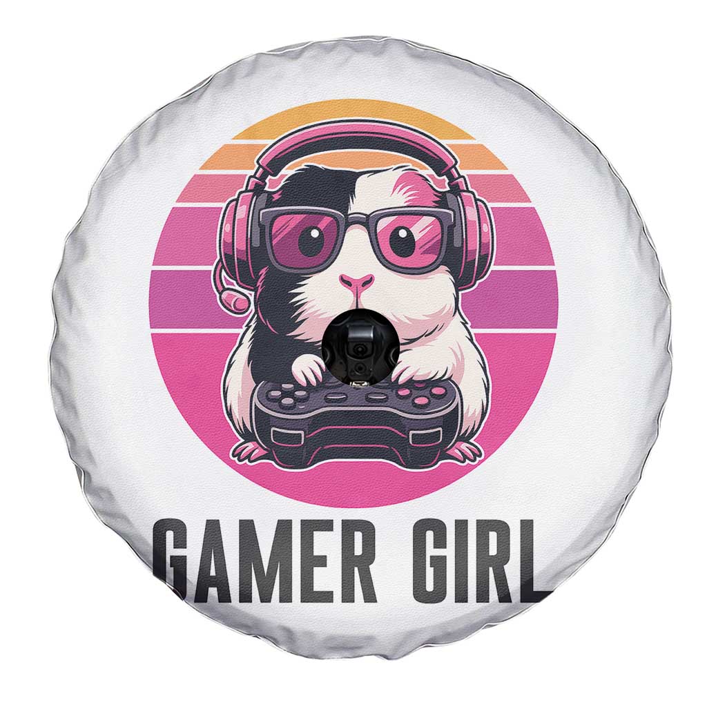 Funny Guinea Pig Video Game Rodent Lover Spare Tire Cover Gamers Girl Sunset Retro Gift - Wonder Print Shop