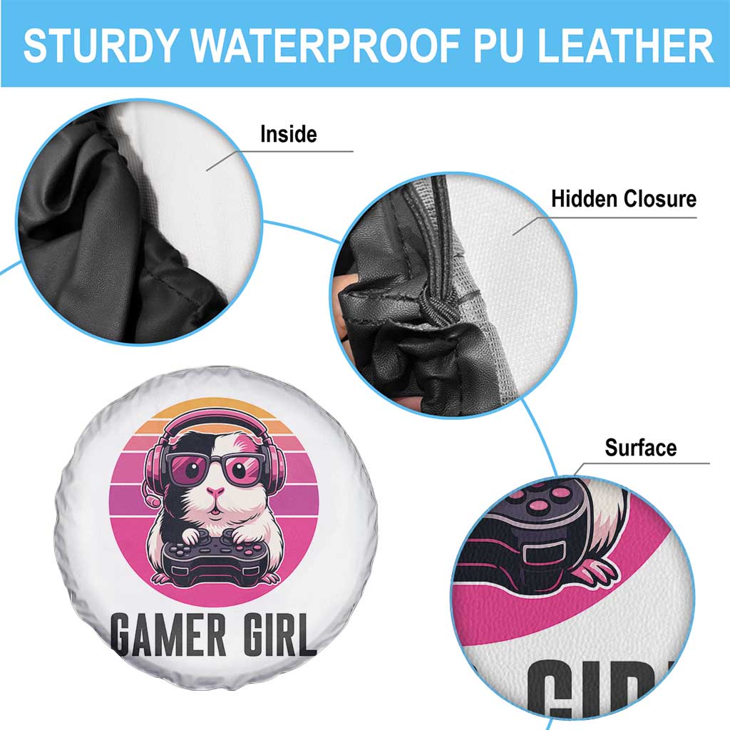 Funny Guinea Pig Video Game Rodent Lover Spare Tire Cover Gamers Girl Sunset Retro Gift - Wonder Print Shop