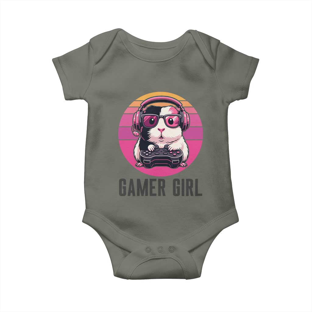 Funny Guinea Pig Video Game Rodent Lover Baby Onesie Gamers Girl Sunset Retro Gift - Wonder Print Shop