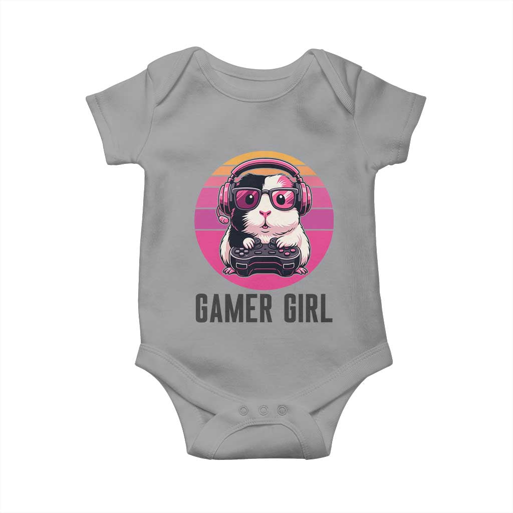 Funny Guinea Pig Video Game Rodent Lover Baby Onesie Gamers Girl Sunset Retro Gift - Wonder Print Shop