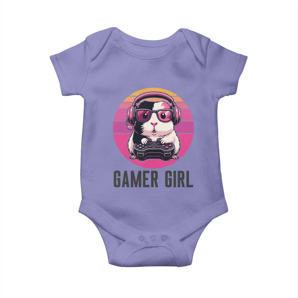 Funny Guinea Pig Video Game Rodent Lover Baby Onesie Gamers Girl Sunset Retro Gift - Wonder Print Shop
