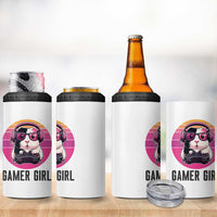 Funny Guinea Pig Video Game Rodent Lover 4 in 1 Can Cooler Tumbler Gamers Girl Sunset Retro Gift - Wonder Print Shop