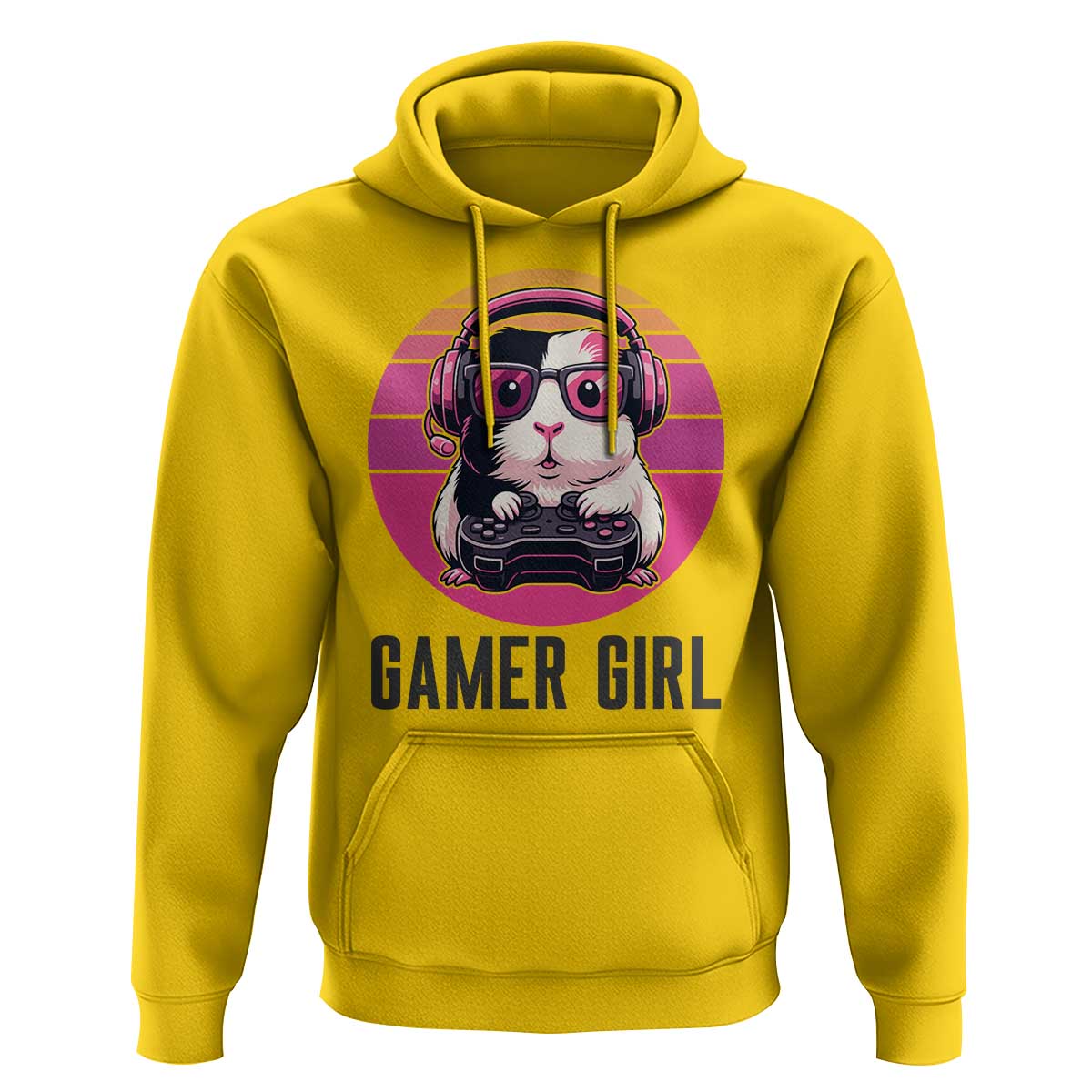 Funny Guinea Pig Video Game Rodent Lover Hoodie Gamers Girl Sunset Retro Gift - Wonder Print Shop