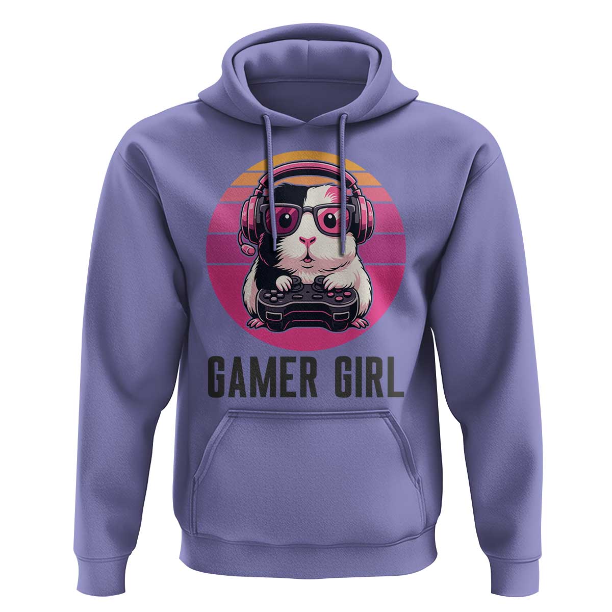 Funny Guinea Pig Video Game Rodent Lover Hoodie Gamers Girl Sunset Retro Gift - Wonder Print Shop