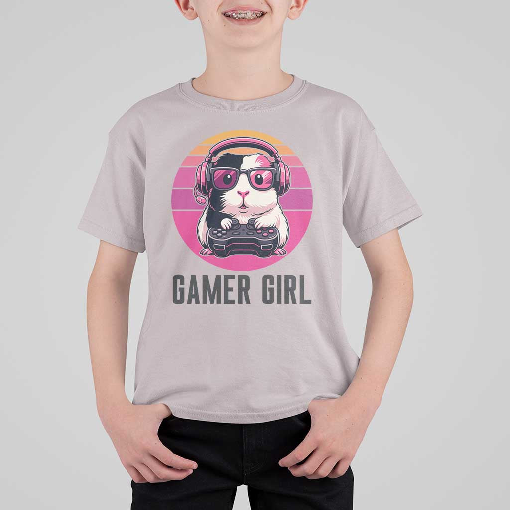 Funny Guinea Pig Video Game Rodent Lover T Shirt For Kid Gamers Girl Sunset Retro Gift - Wonder Print Shop