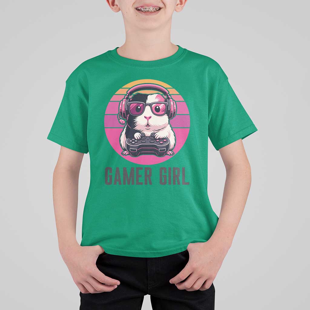Funny Guinea Pig Video Game Rodent Lover T Shirt For Kid Gamers Girl Sunset Retro Gift - Wonder Print Shop