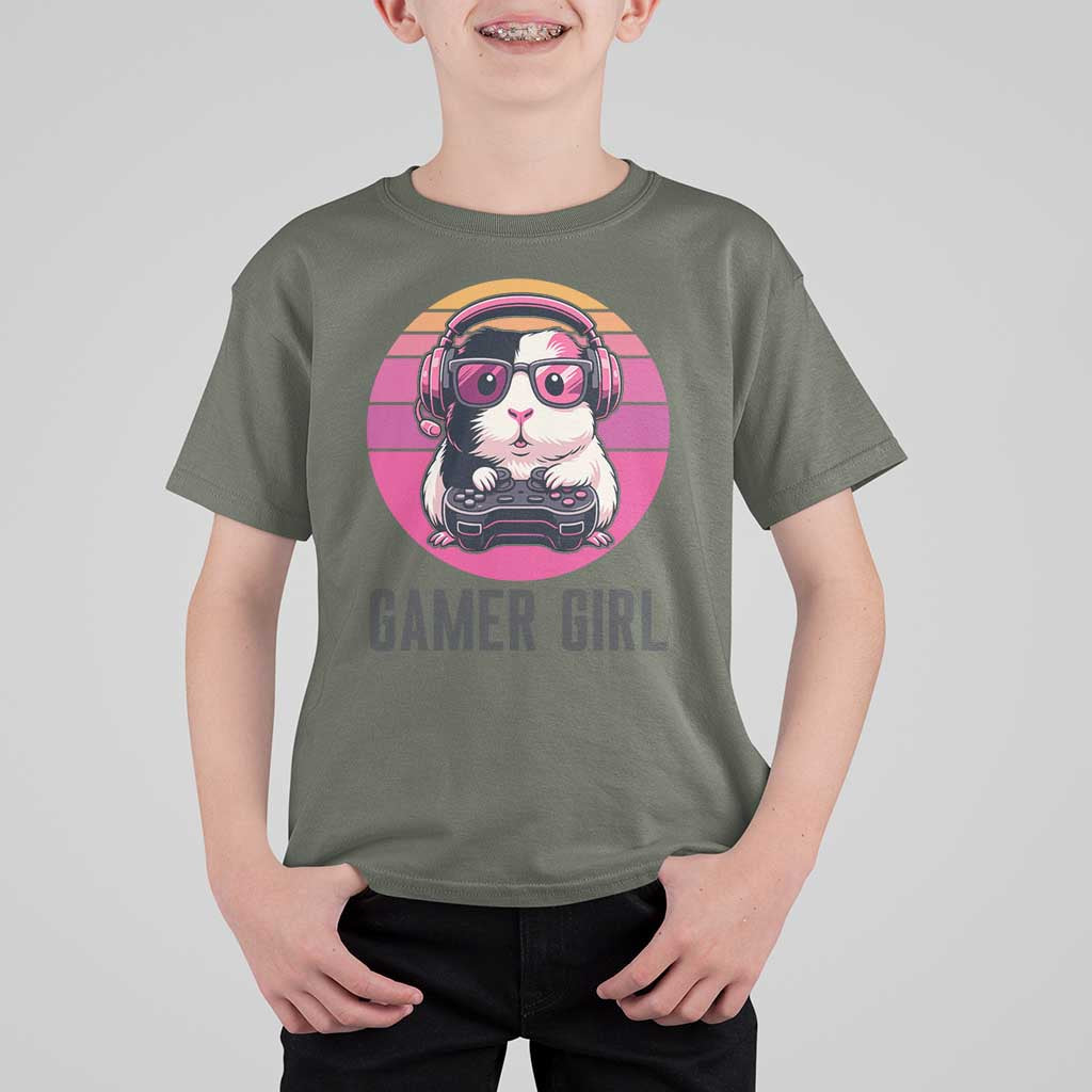 Funny Guinea Pig Video Game Rodent Lover T Shirt For Kid Gamers Girl Sunset Retro Gift - Wonder Print Shop