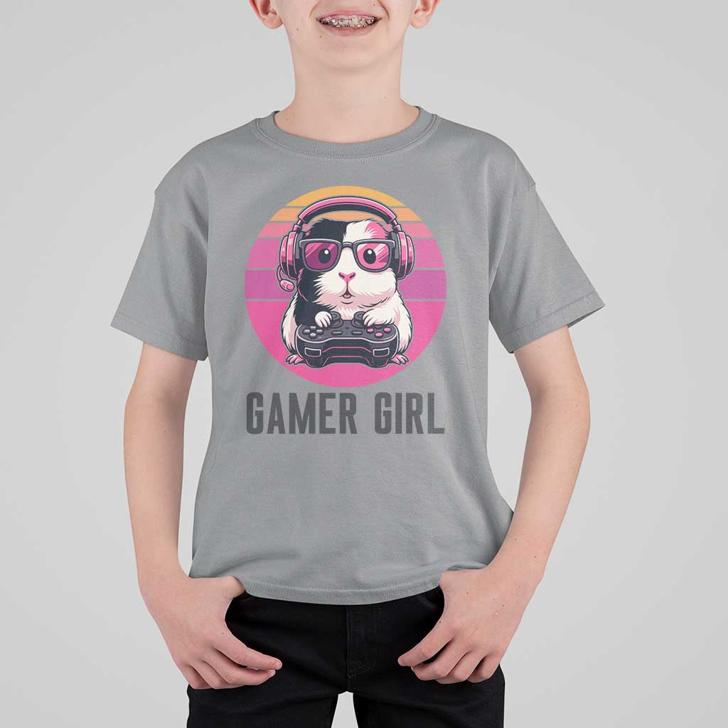 Funny Guinea Pig Video Game Rodent Lover T Shirt For Kid Gamers Girl Sunset Retro Gift - Wonder Print Shop