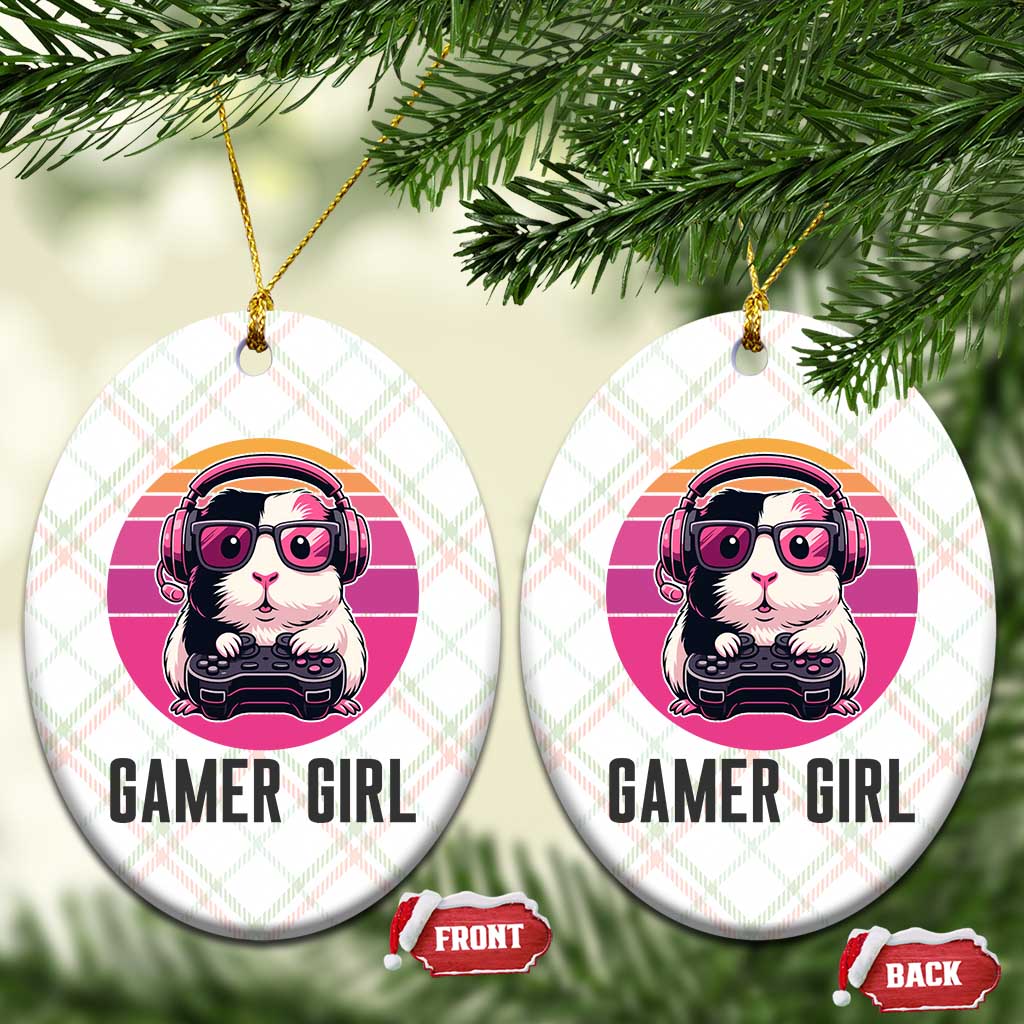 Funny Guinea Pig Video Game Rodent Lover Ceramic Ornament Gamers Girl Sunset Retro Gift - Wonder Print Shop