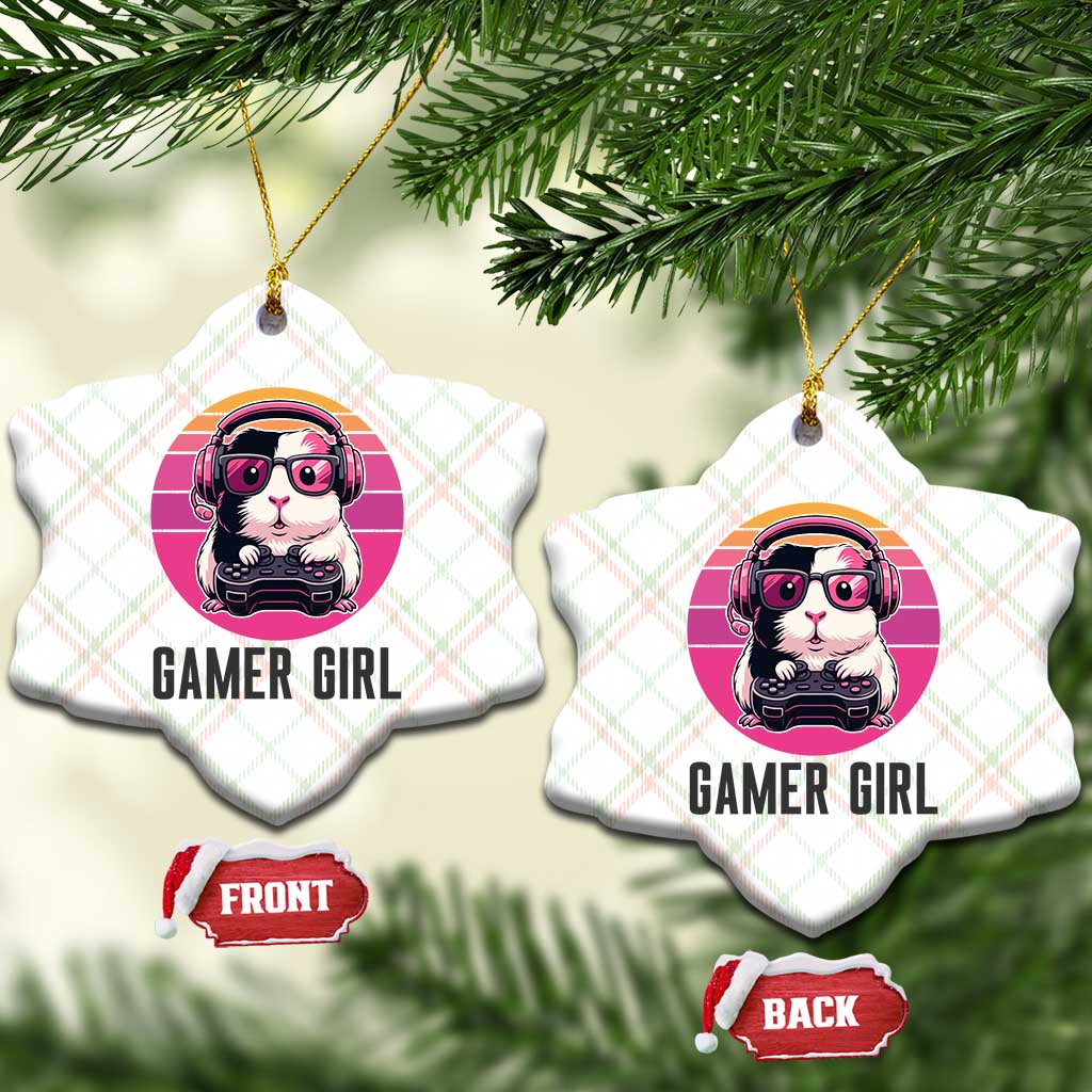 Funny Guinea Pig Video Game Rodent Lover Ceramic Ornament Gamers Girl Sunset Retro Gift - Wonder Print Shop