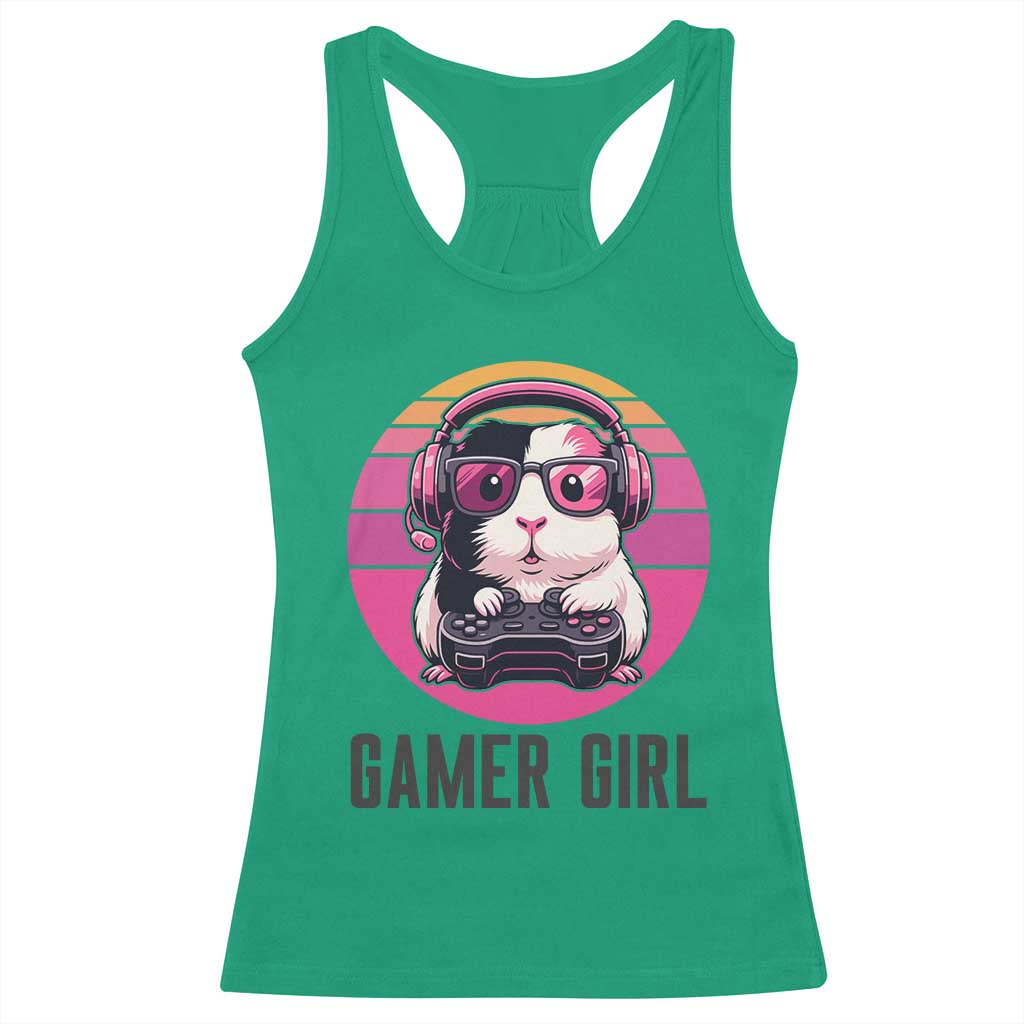 Funny Guinea Pig Video Game Rodent Lover Racerback Tank Top Gamers Girl Sunset Retro Gift - Wonder Print Shop