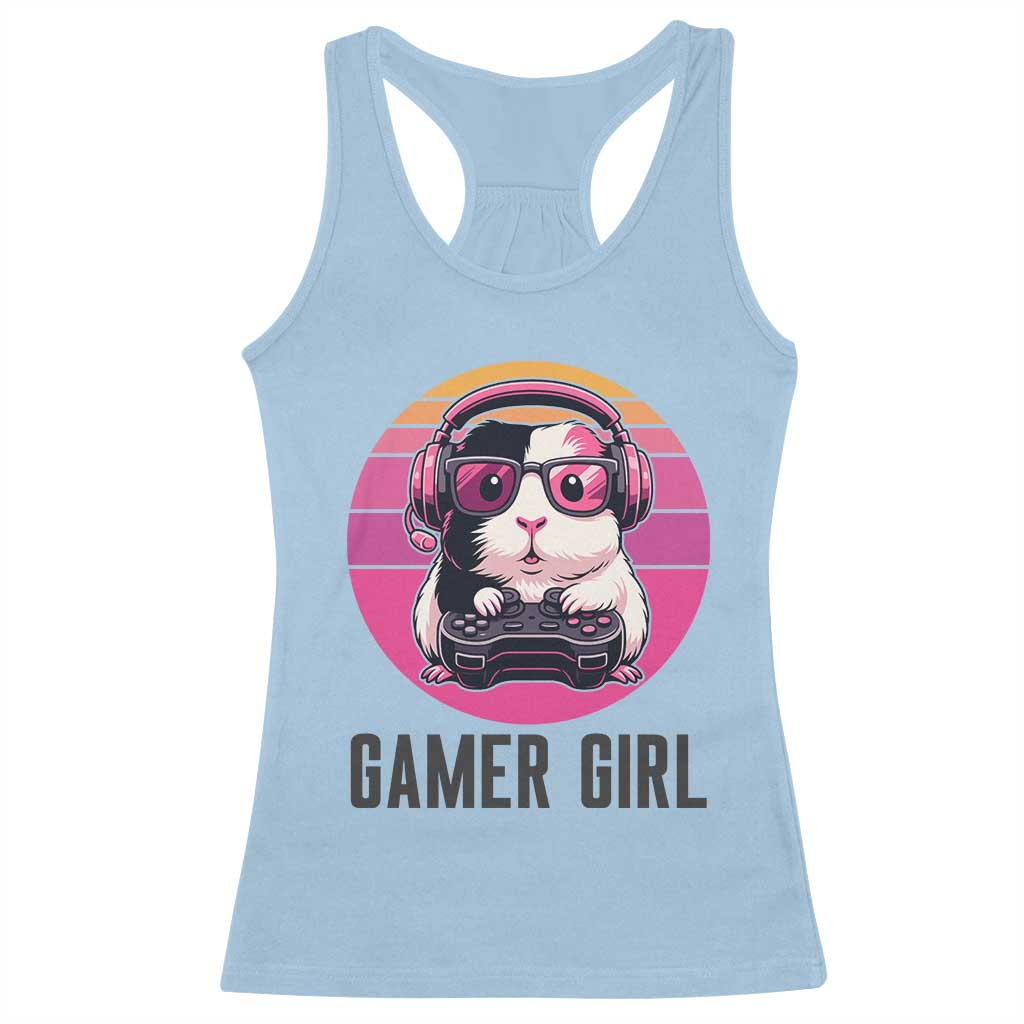 Funny Guinea Pig Video Game Rodent Lover Racerback Tank Top Gamers Girl Sunset Retro Gift - Wonder Print Shop