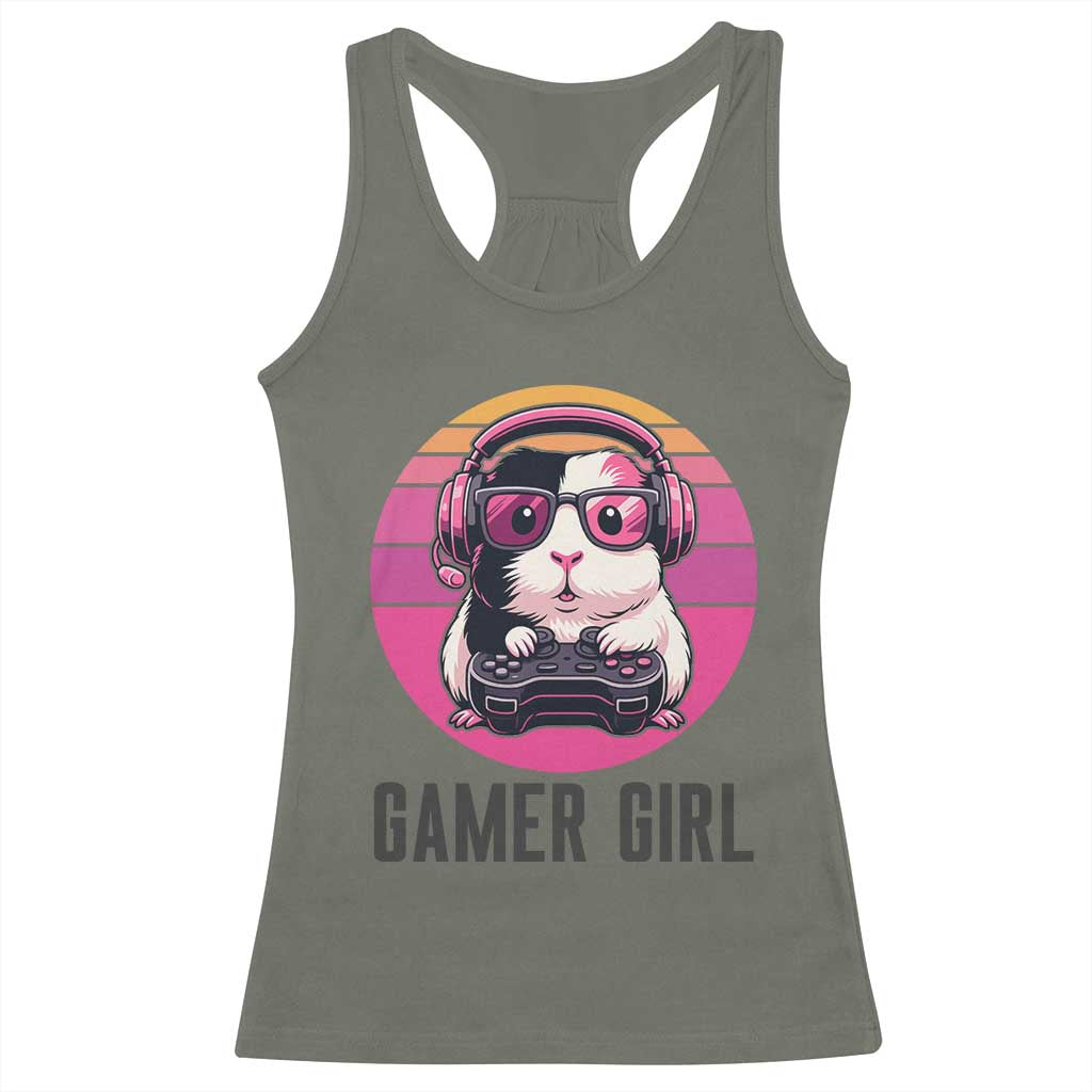 Funny Guinea Pig Video Game Rodent Lover Racerback Tank Top Gamers Girl Sunset Retro Gift - Wonder Print Shop
