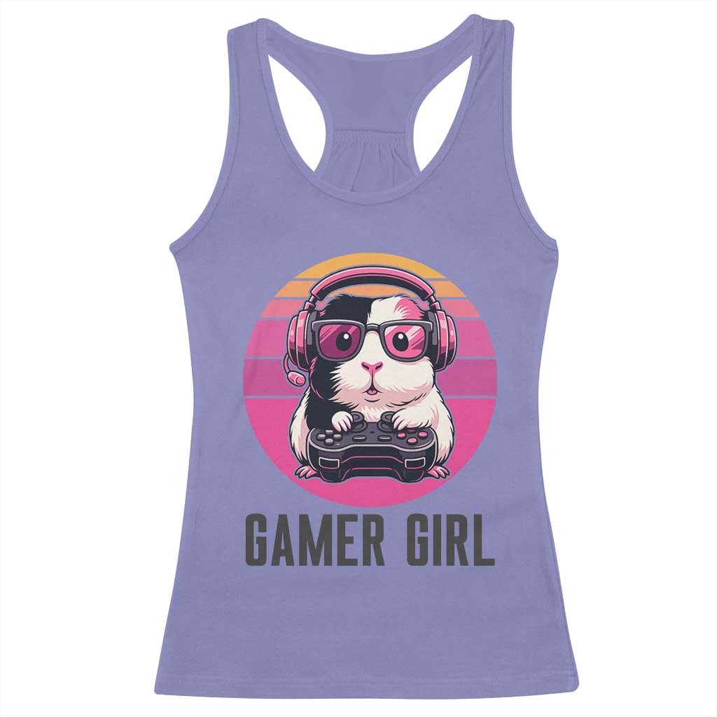 Funny Guinea Pig Video Game Rodent Lover Racerback Tank Top Gamers Girl Sunset Retro Gift - Wonder Print Shop