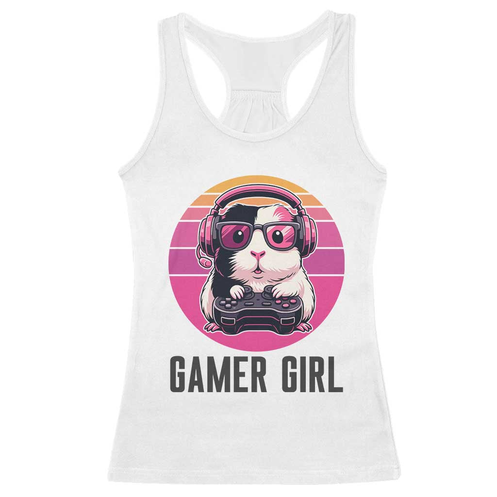 Funny Guinea Pig Video Game Rodent Lover Racerback Tank Top Gamers Girl Sunset Retro Gift - Wonder Print Shop