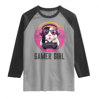 Funny Guinea Pig Video Game Rodent Lover Raglan Shirt Gamers Girl Sunset Retro Gift - Wonder Print Shop