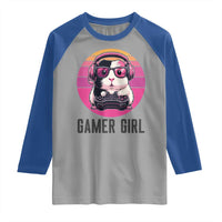 Funny Guinea Pig Video Game Rodent Lover Raglan Shirt Gamers Girl Sunset Retro Gift - Wonder Print Shop