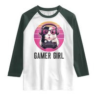 Funny Guinea Pig Video Game Rodent Lover Raglan Shirt Gamers Girl Sunset Retro Gift - Wonder Print Shop