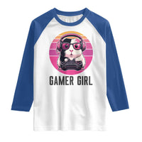 Funny Guinea Pig Video Game Rodent Lover Raglan Shirt Gamers Girl Sunset Retro Gift - Wonder Print Shop