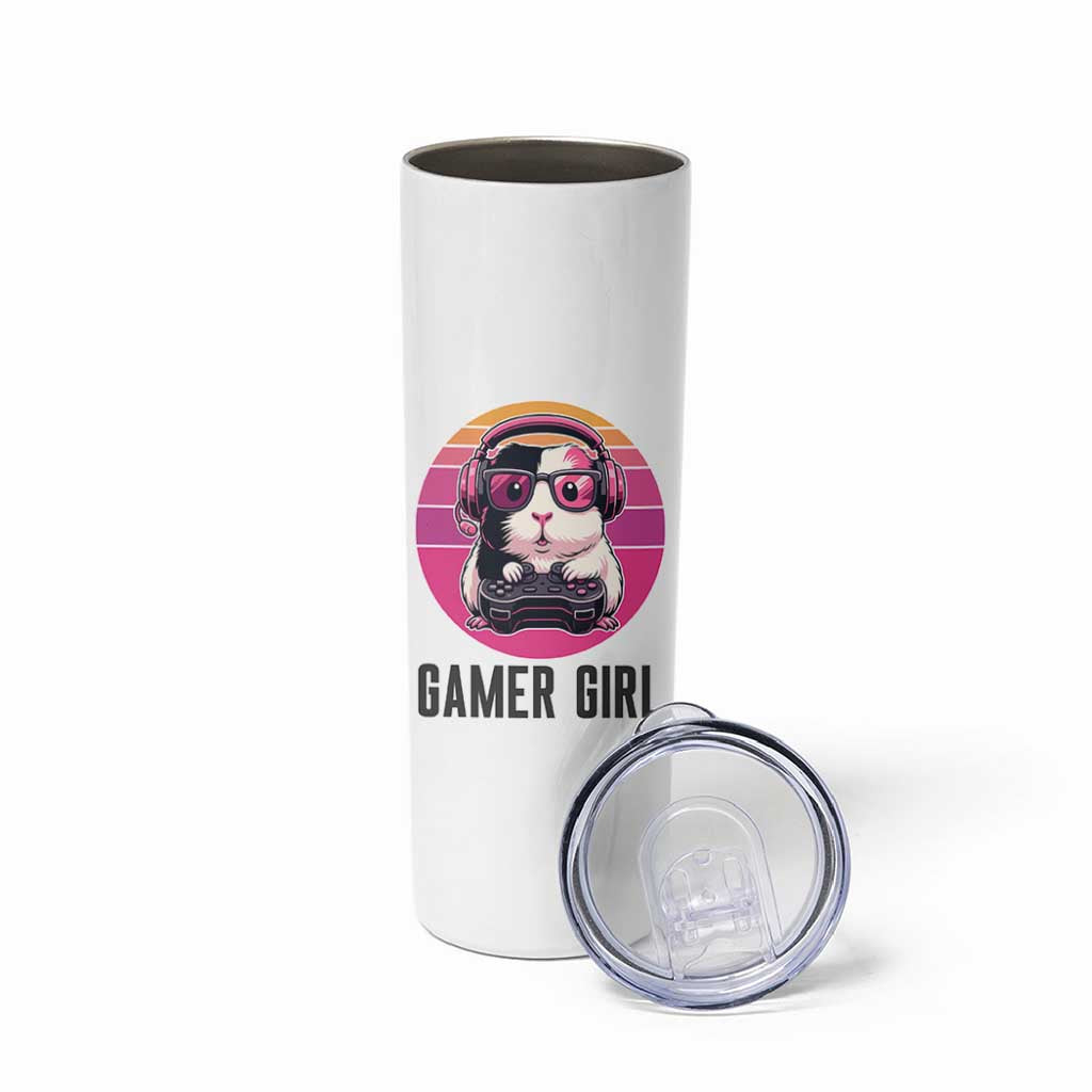 Funny Guinea Pig Video Game Rodent Lover Skinny Tumbler Gamers Girl Sunset Retro Gift - Wonder Print Shop