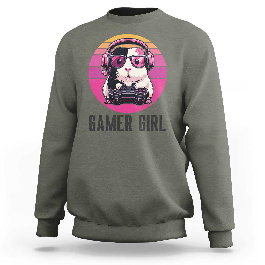 Funny Guinea Pig Video Game Rodent Lover Sweatshirt Gamers Girl Sunset Retro Gift - Wonder Print Shop