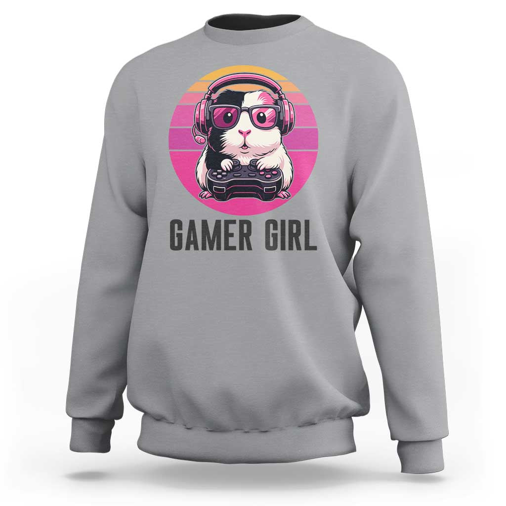 Funny Guinea Pig Video Game Rodent Lover Sweatshirt Gamers Girl Sunset Retro Gift - Wonder Print Shop