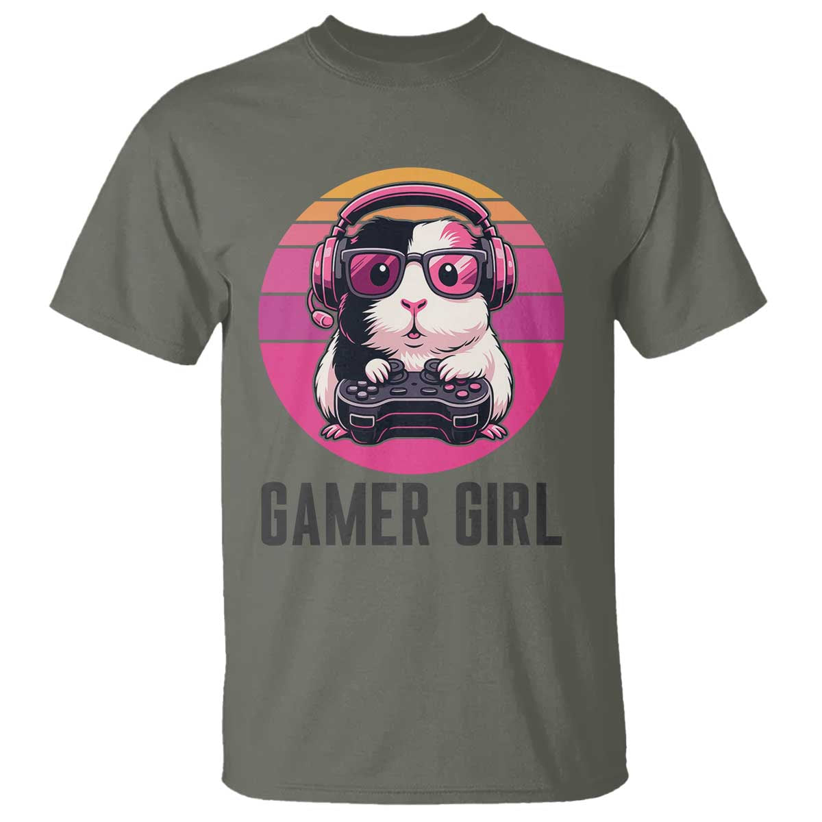 Funny Guinea Pig Video Game Rodent Lover T Shirt Gamers Girl Sunset Retro Gift - Wonder Print Shop