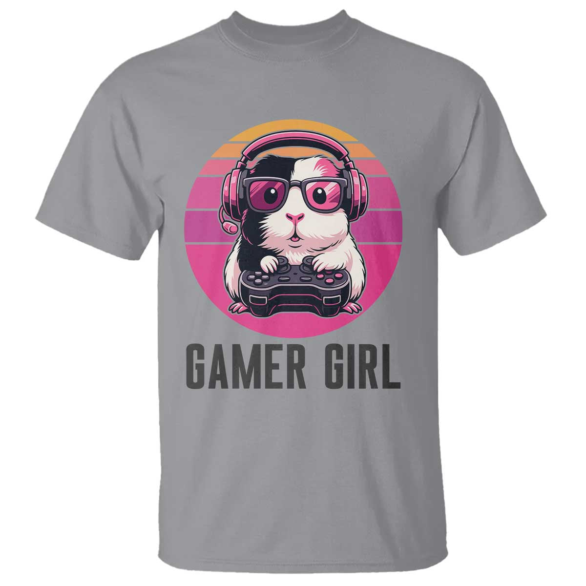 Funny Guinea Pig Video Game Rodent Lover T Shirt Gamers Girl Sunset Retro Gift - Wonder Print Shop