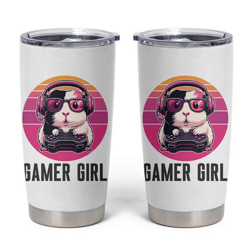 Funny Guinea Pig Video Game Rodent Lover Tumbler Cup Gamers Girl Sunset Retro Gift - Wonder Print Shop