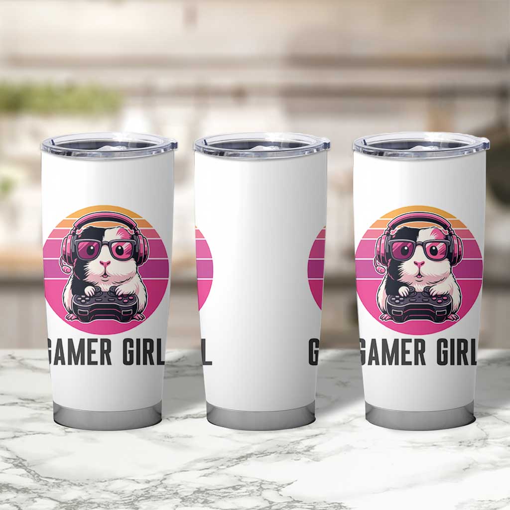 Funny Guinea Pig Video Game Rodent Lover Tumbler Cup Gamers Girl Sunset Retro Gift - Wonder Print Shop