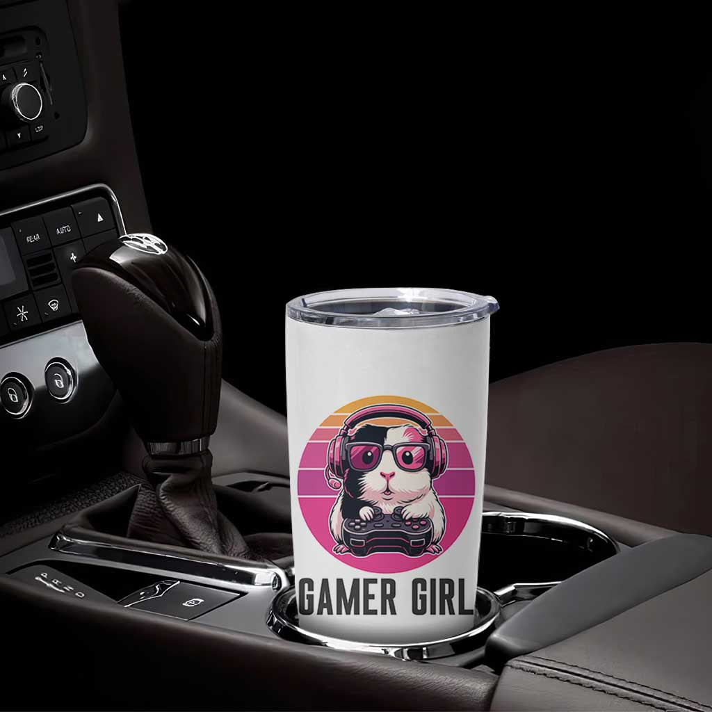Funny Guinea Pig Video Game Rodent Lover Tumbler Cup Gamers Girl Sunset Retro Gift - Wonder Print Shop