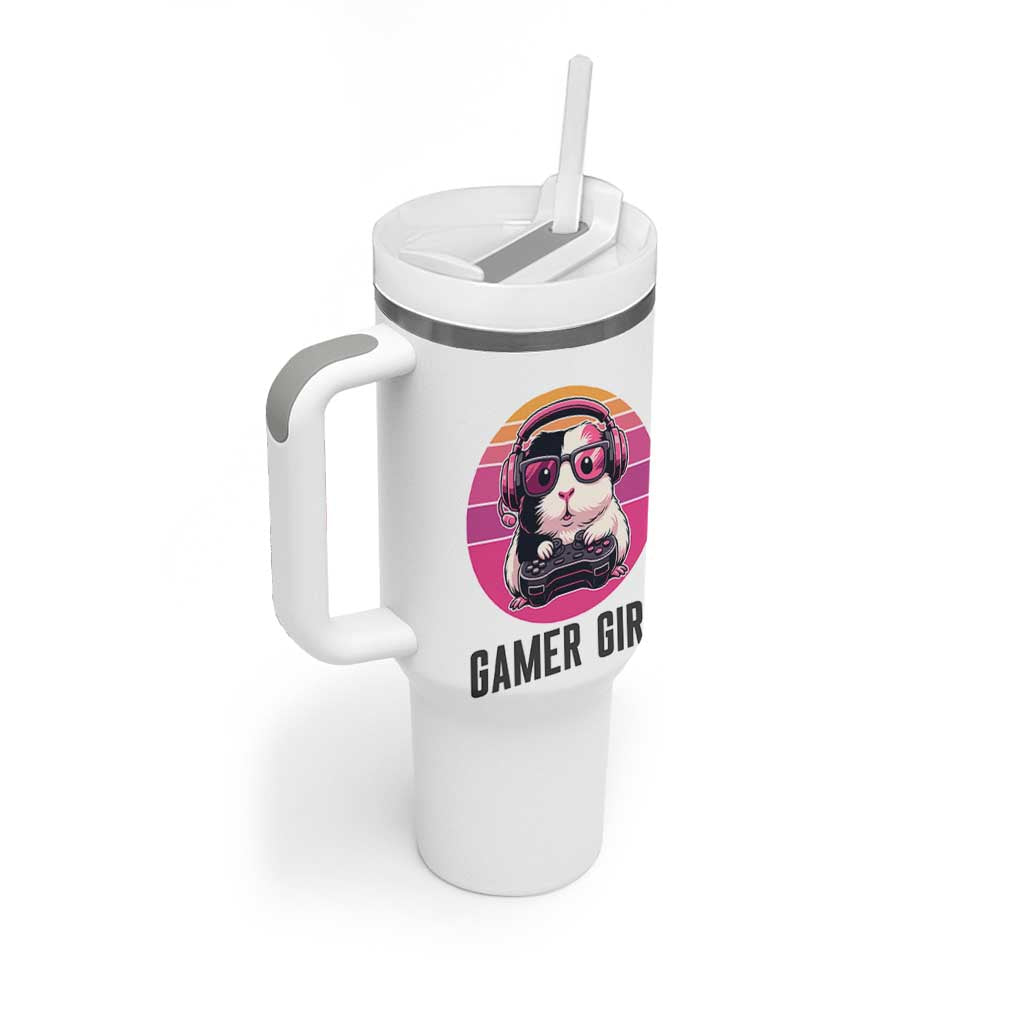 Funny Guinea Pig Video Game Rodent Lover Tumbler With Handle Gamers Girl Sunset Retro Gift - Wonder Print Shop